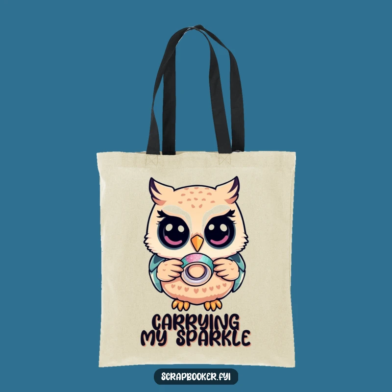 Funny Owl Glitter Tape Tote Bag: Carry Your Supplies with Whimsical Style