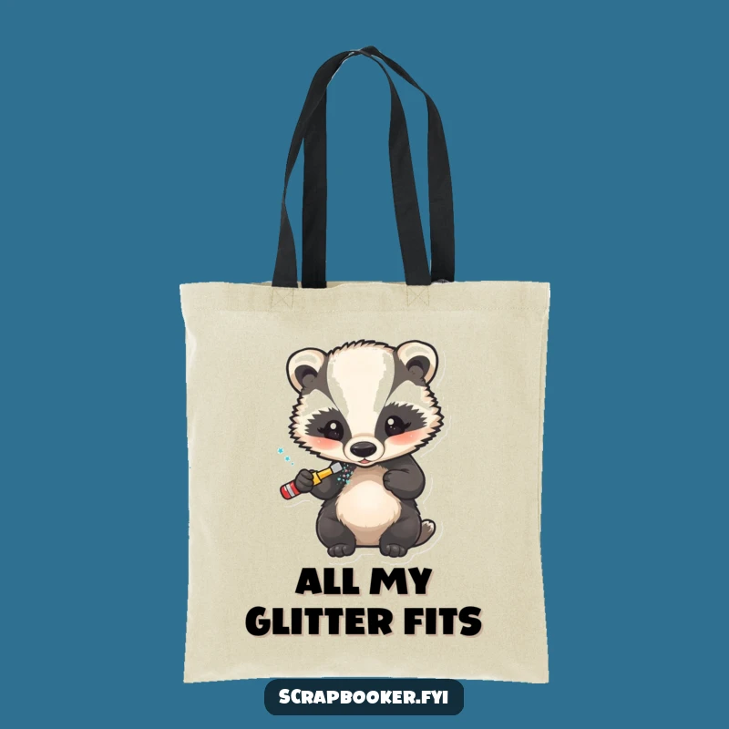 Funny Badger Glitter Artist Tote Bag: Carry Your Sparkle and Smiles in Style