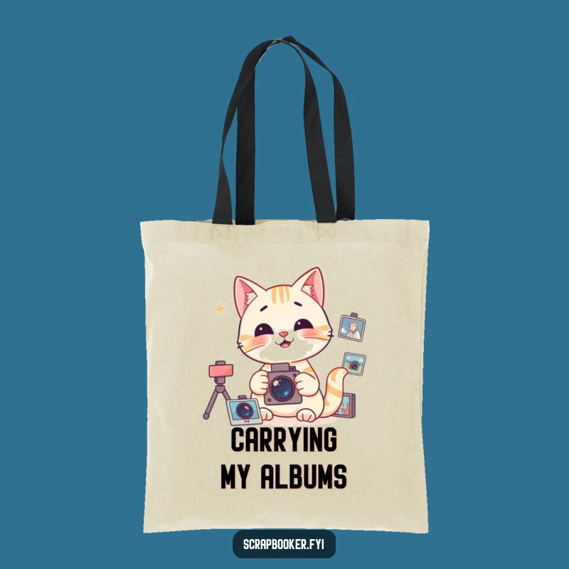 Funny Cat Tote Bag: Photo Organizer Bag Gift