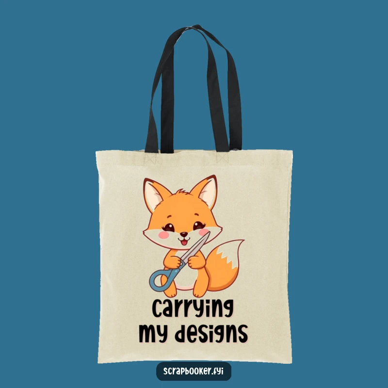 Funny Fox Crafting Tote Bag: Carry Your Supplies with a Cheerful Fox Friend
