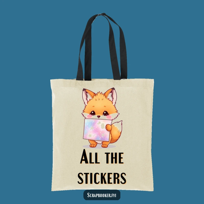 Funny Fox Cub Tote Bag: Sparkly Stickers & Joy, Adorable Accessory Gift
