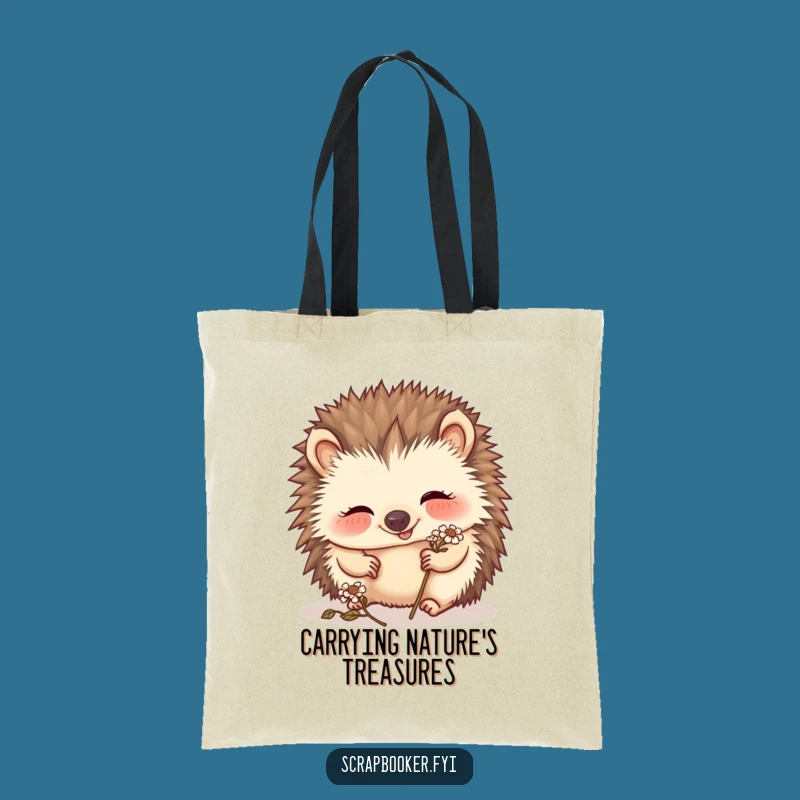 Funny Hedgehog Tote Bag: Giggle-Worthy Flower Art Carryall for Creatives
