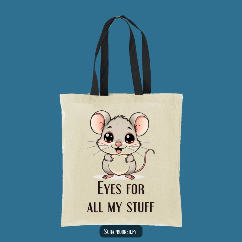 Funny Mouse Googly Eyes Tote Bag: Cheerful Art Supplies Carryall
