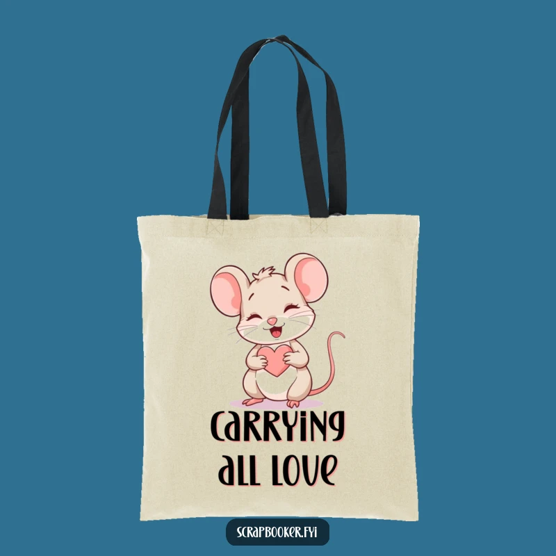Funny Mouse Heart Tote Bag: Carry Your Art Supplies with Cute Charm