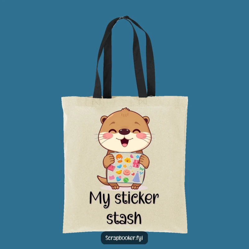 Funny Otter Tote Bag: Sticker Sheet Joy - Cheerful Carry-all for Otter Fans Gift