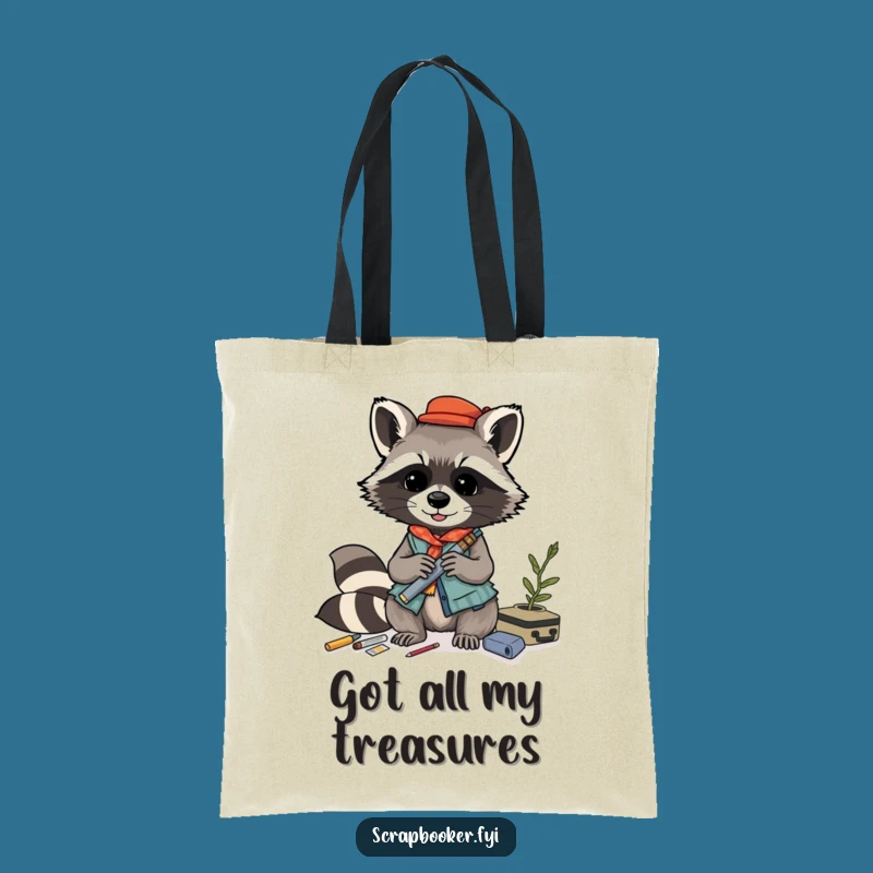 Funny Raccoon Collage Tote Bag: Playful Art Supplies Carryall