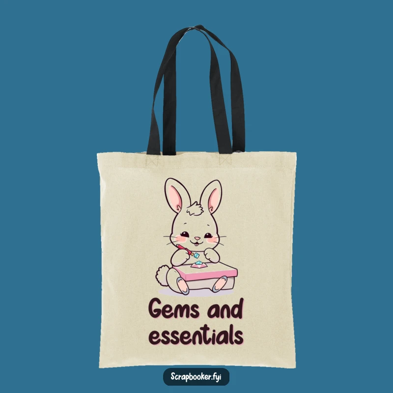 Funny Bunny Crafting Tote Bag: Carry Your Supplies with a Sparkly Bunny
