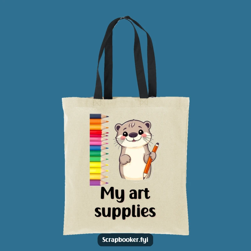 Funny Otter Sketch Tote Bag: Carry Your Art Supplies with This Hilarious Accessory