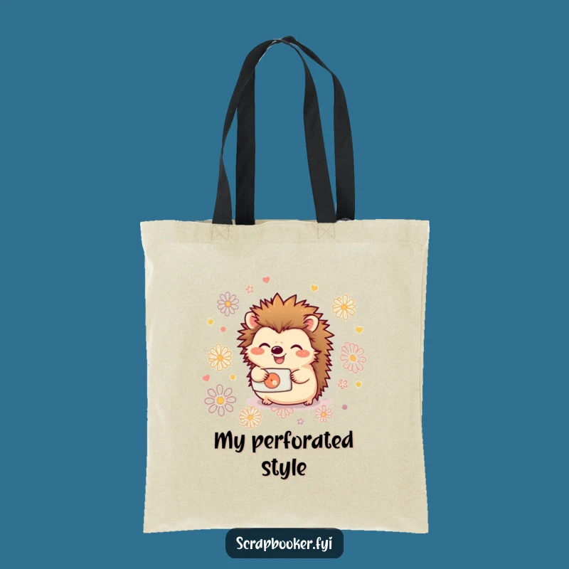 Funny Hedgehog Paper Punch Tote Bag: Carry Your Supplies and Smiles with Woodland Charm